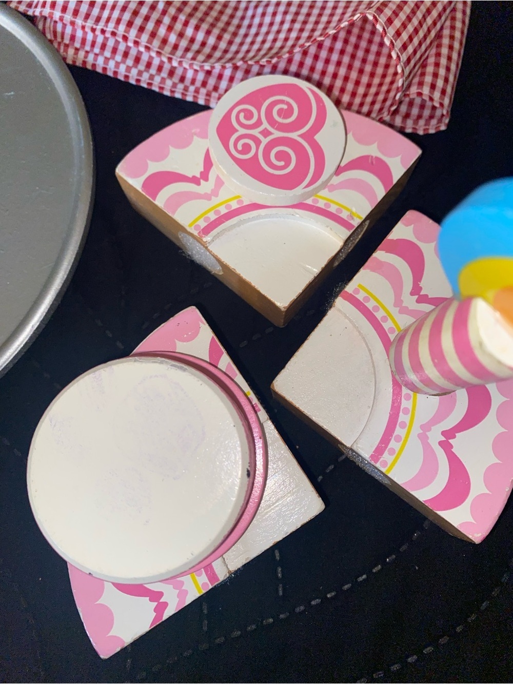 Melissa & Doug 44 Pc Pink Wooden Play Cake Dessert Sandwich Toppings Kid Set - Picture 8 of 14
